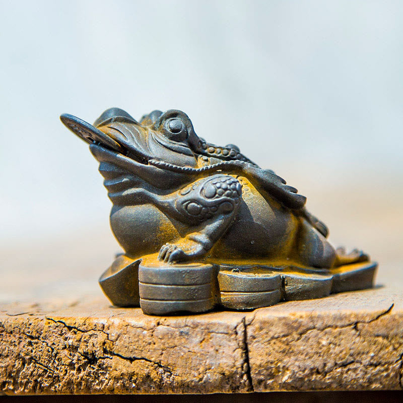 Buddha Stones Handmade Feng Shui Frog Toad Copper Coins Iron Powder Rust Cast Resin Statue Home Decoration - image 14