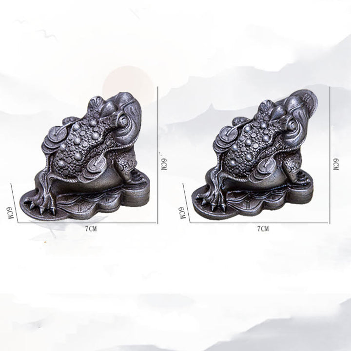 Buddha Stones Handmade Feng Shui Frog Toad Copper Coins Iron Powder Rust Cast Resin Statue Home Decoration