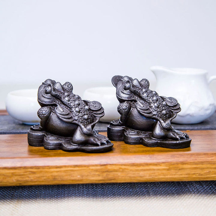 Buddha Stones Handmade Feng Shui Frog Toad Copper Coins Iron Powder Rust Cast Resin Statue Home Decoration - image 30