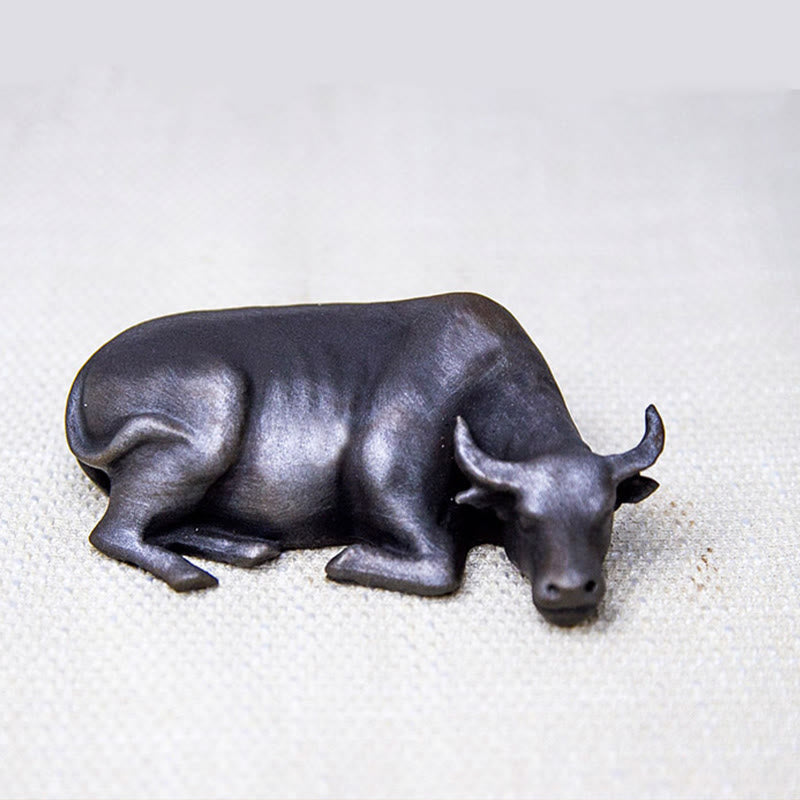 Buddha Stones Handmade Small Water Buffalo Bull Iron Powder Rust Cast Resin Statue Home Decoration - image 16