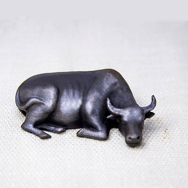 Buddha Stones Handmade Small Water Buffalo Bull Iron Powder Rust Cast Resin Statue Home Decoration - image 16