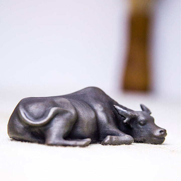 Buddha Stones Handmade Small Water Buffalo Bull Iron Powder Rust Cast Resin Statue Home Decoration - image 15