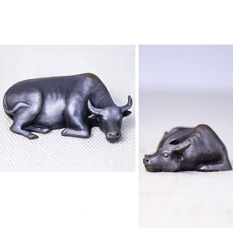Buddha Stones Handmade Small Water Buffalo Bull Iron Powder Rust Cast Resin Statue Home Decoration - image 26