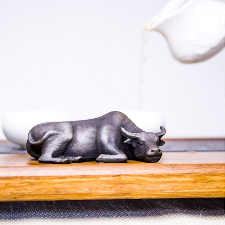 Buddha Stones Handmade Small Water Buffalo Bull Iron Powder Rust Cast Resin Statue Home Decoration - image 20