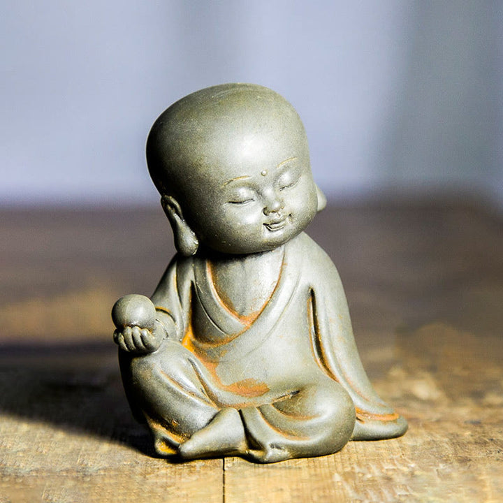 Buddha Stones Handmade Ksitigarbha Kwan Yin Guanyin Avalokitesvara Tathagata Iron Powder Rust Cast Resin Statue Home Decoration - Rust Version - Ksitigarbha 10.5*8.7*6.5cm - image 1