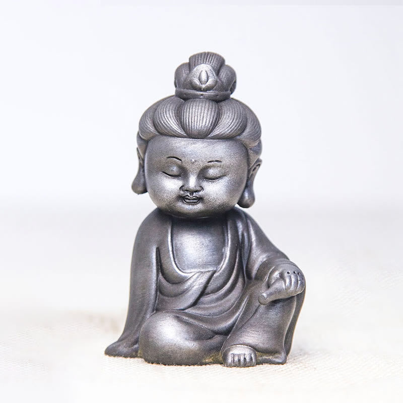 Buddha Stones Handmade Ksitigarbha Kwan Yin Guanyin Avalokitesvara Tathagata Iron Powder Rust Cast Resin Statue Home Decoration