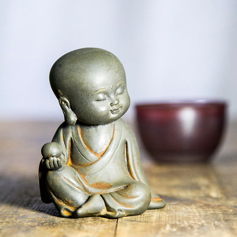 Buddha Stones Handmade Ksitigarbha Kwan Yin Guanyin Avalokitesvara Tathagata Iron Powder Rust Cast Resin Statue Home Decoration - image 3