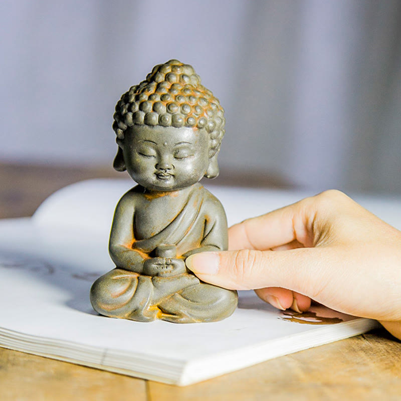 Buddha Stones Handmade Ksitigarbha Kwan Yin Guanyin Avalokitesvara Tathagata Iron Powder Rust Cast Resin Statue Home Decoration - image 14