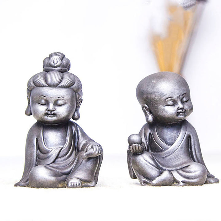 Buddha Stones Handmade Ksitigarbha Kwan Yin Guanyin Avalokitesvara Tathagata Iron Powder Rust Cast Resin Statue Home Decoration - image 35