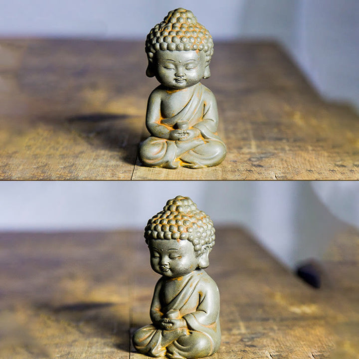 Buddha Stones Handmade Ksitigarbha Kwan Yin Guanyin Avalokitesvara Tathagata Iron Powder Rust Cast Resin Statue Home Decoration