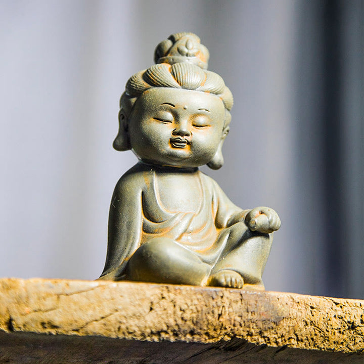 Buddha Stones Handmade Ksitigarbha Kwan Yin Guanyin Avalokitesvara Tathagata Iron Powder Rust Cast Resin Statue Home Decoration - image 9