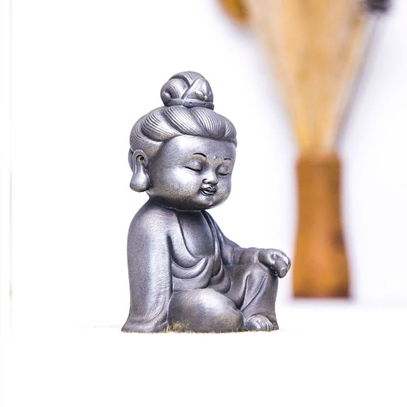 Buddha Stones Handmade Ksitigarbha Kwan Yin Guanyin Avalokitesvara Tathagata Iron Powder Rust Cast Resin Statue Home Decoration - image 25