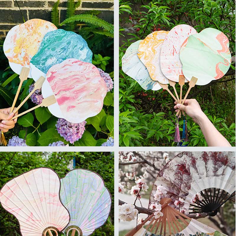 Buddha Stones DIY Chinese Lacquer Fan Blank Painting Handheld Fan