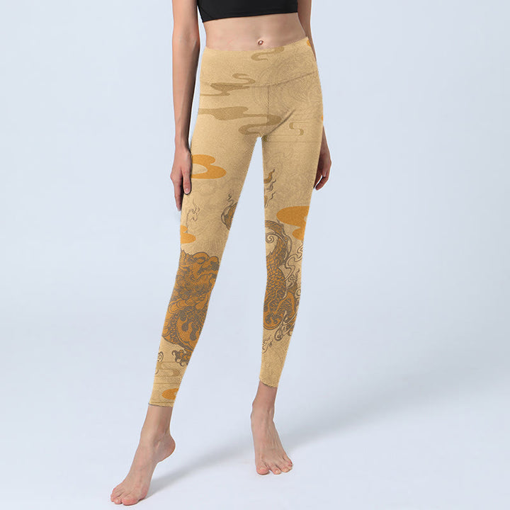 Buddha Stones PiXiu Clouds Pattern Gym Leggings Women's Yoga Pants - image 6