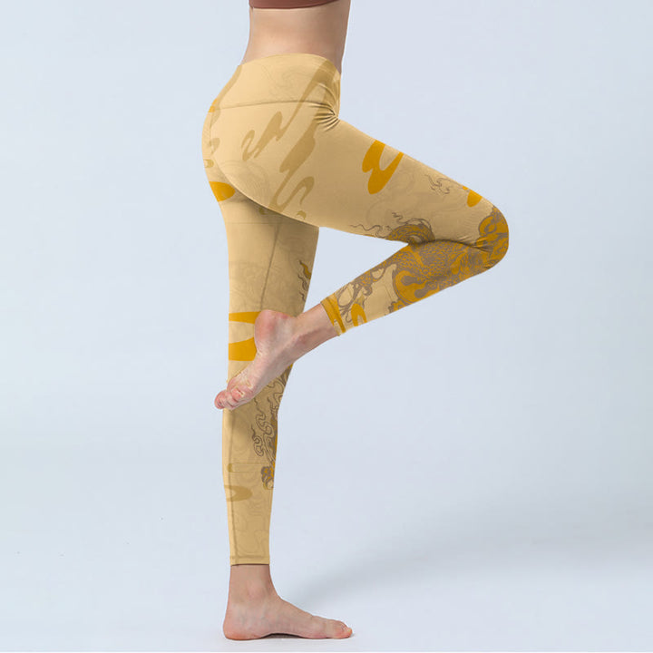 Buddha Stones PiXiu Clouds Pattern Gym Leggings Women's Yoga Pants