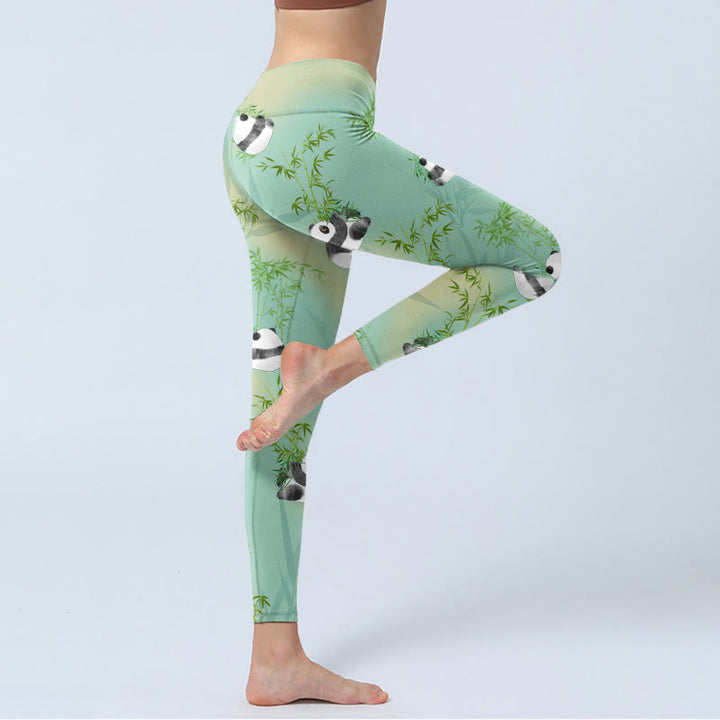 Buddha Stones Bamboo Panda Print Gym Leggings Women's Yoga Pants - image 3