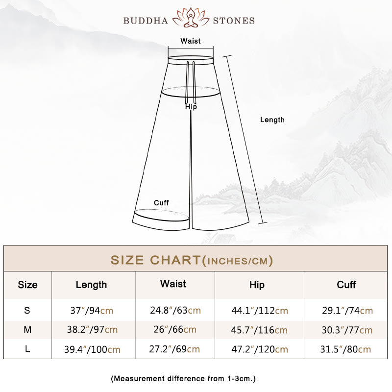 Buddha Stones Loose Cotton Linen Drawstring Wide Leg Pants With Pockets - image 5