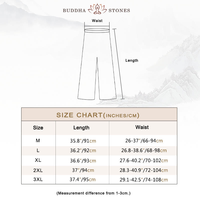 Buddha Stones 2Pcs Three Quarter Sleeve Long Sleeve Shirt Wide Leg Pants Meditation Cotton Linen Clothing Women's Set