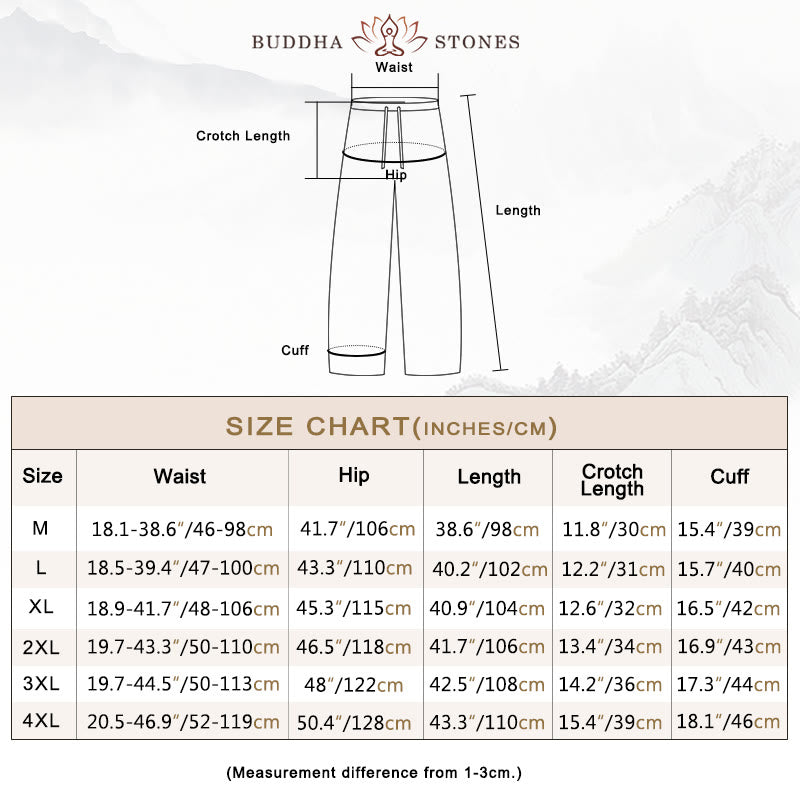 Buddha Stones Men's Solid Color Cotton Linen Casual Drawstring Pants With Pockets