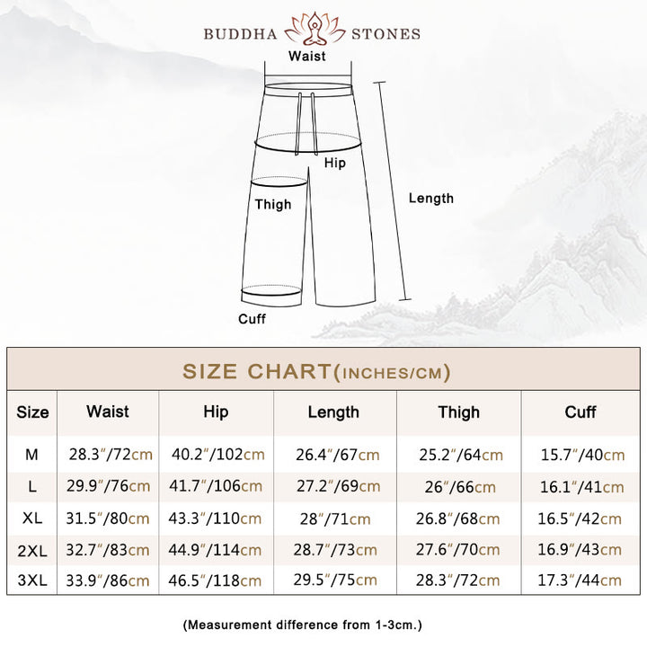 Buddha Stones Men's Solid Color Ramie Linen Drawstring Cropped Pants With Pockets - image 6