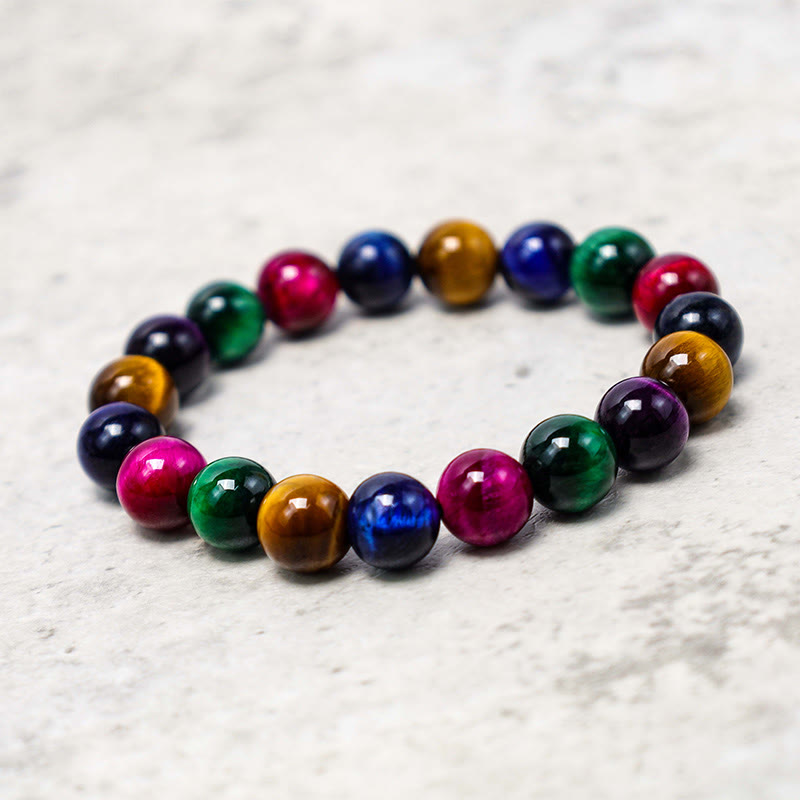 Buddha Stones Various Tiger Eye Confidence Bracelet - Colorful Tiger Eye(Wrist Circumference: 14-16cm) - 12mm - image 73