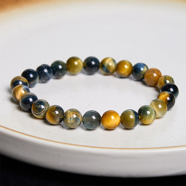Buddha Stones Various Tiger Eye Confidence Bracelet - Yellow-Blue Tiger Eye Stone(Wrist Circumference: 14-16cm) - 12mm - image 97