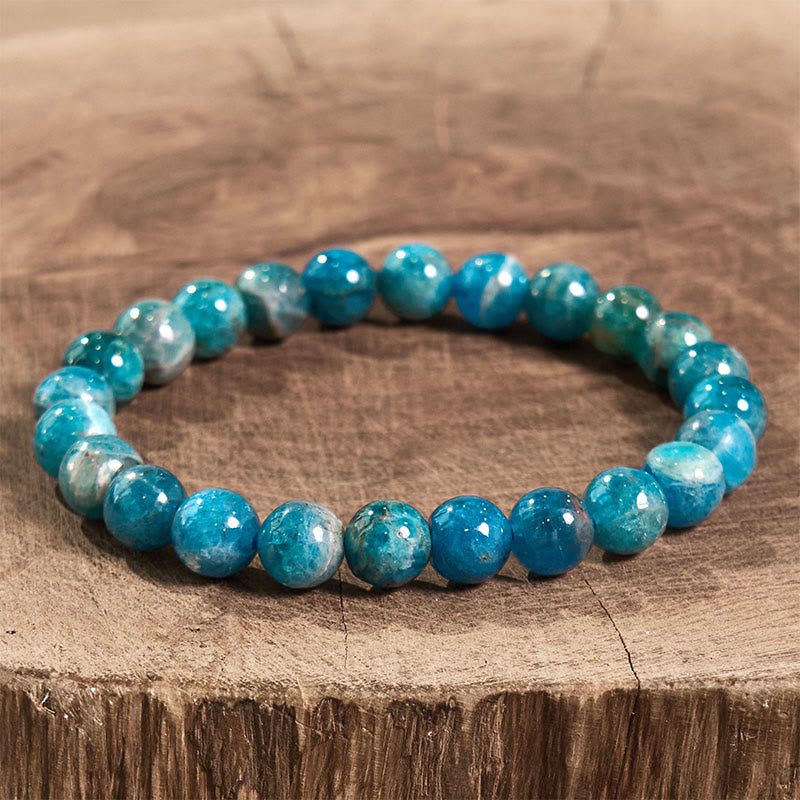 Buddha Stone Various Crystals Malachite Lazurite Lapis Lazuli Hemimorphite Calmness Bracelet - Light Apatite(Wrist Circumference: 14-16cm) - image 101