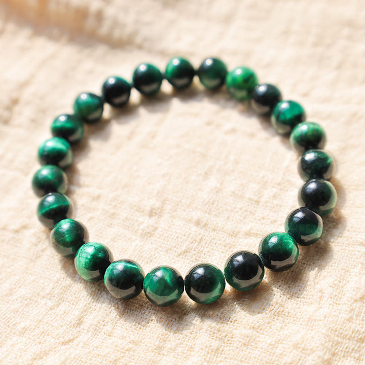 Buddha Stone Various Crystals Malachite Lazurite Hemimorphite Calmness Bracelet - Dark Green Tiger Eye(Wrist Circumference: 14-16cm) - image 125