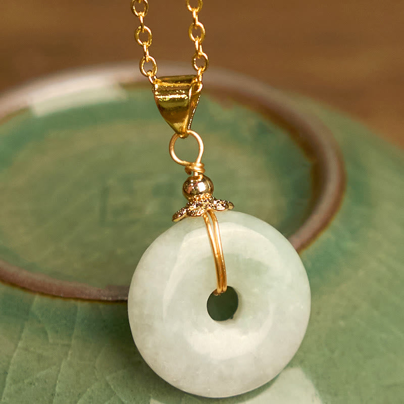 Buddha Stones Jade Peace Buckle Necklace Luck Pendant - image 1
