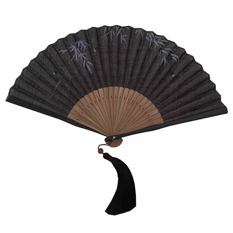 Buddha Stones Firefly Bamboo Leaves Pattern Tassels Handheld Bamboo Folding Fan