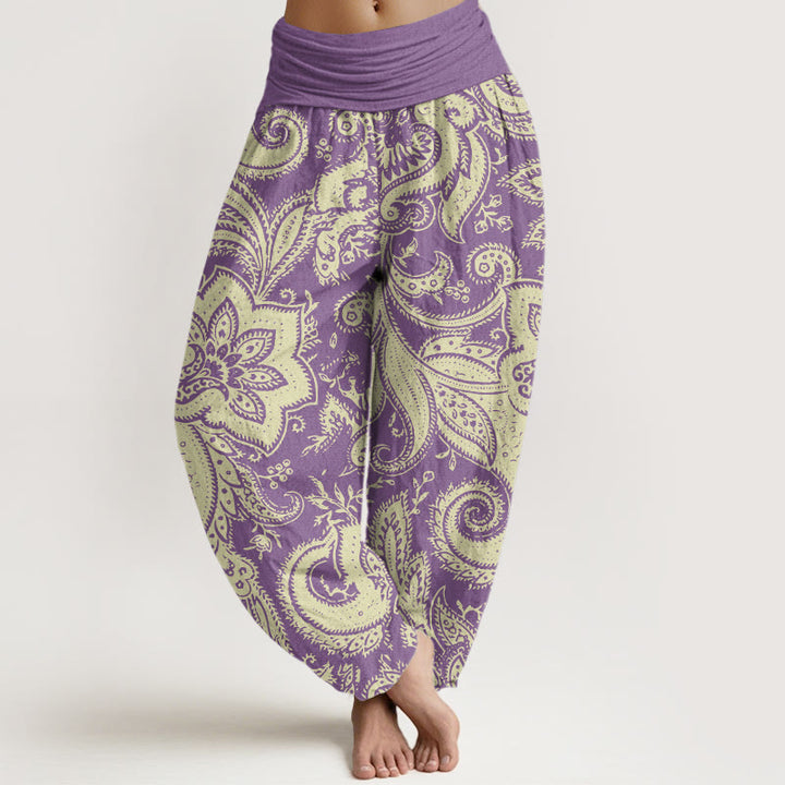 Buddha Stones Flowers Paisley Patterns Women's Elastic Waist Harem Pants - DarkOrchid - US22，UK/AU26，EU54 (6XL) - image 5
