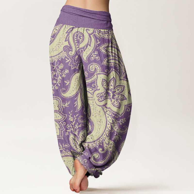 Buddha Stones Flowers Paisley Patterns Women's Elastic Waist Harem Pants - image 7