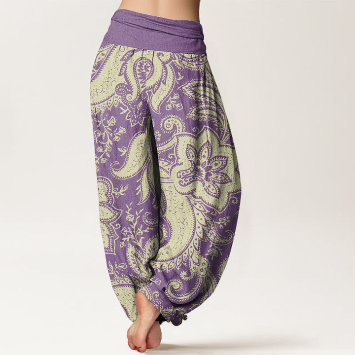 Buddha Stones Flowers Paisley Patterns Women's Elastic Waist Harem Pants - image 7