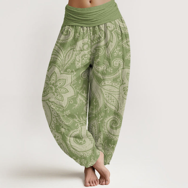 Buddha Stones Flowers Paisley Patterns Women's Elastic Waist Harem Pants