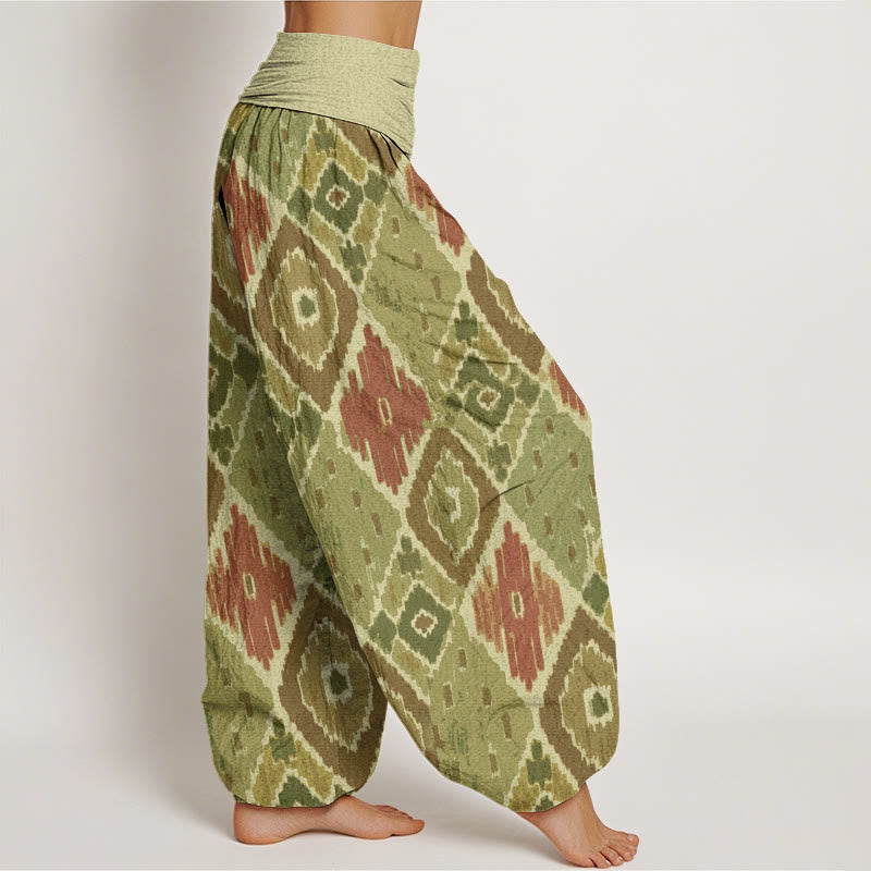 Buddha Stones Plaid Printed Women's Elastic Waist Harem Pants