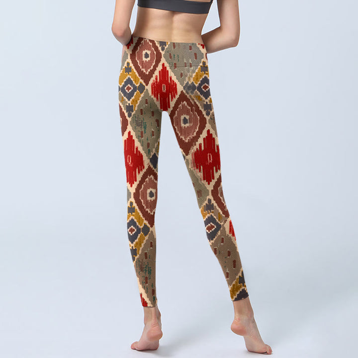 Buddha Stones Plaid Printed Gym Leggings Women's Yoga Pants