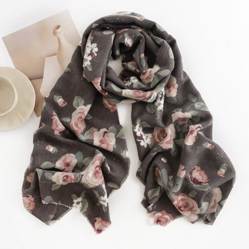 Buddha Stones Tibetan Shawl Garden Rose Fall Winter Cozy Travel Scarf Wrap - DimGray 190*65cm - image 14