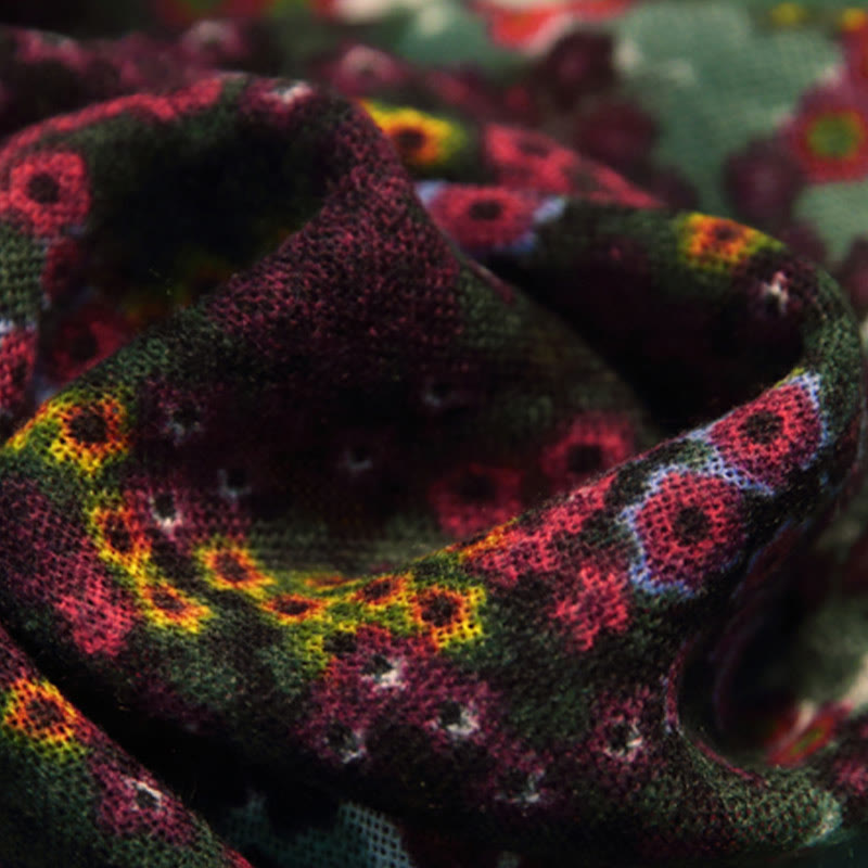 Buddha Stones Tibetan Vintage Palace Oil Painting Flowers Shawl Winter Cozy Travel Scarf Wrap - image 6