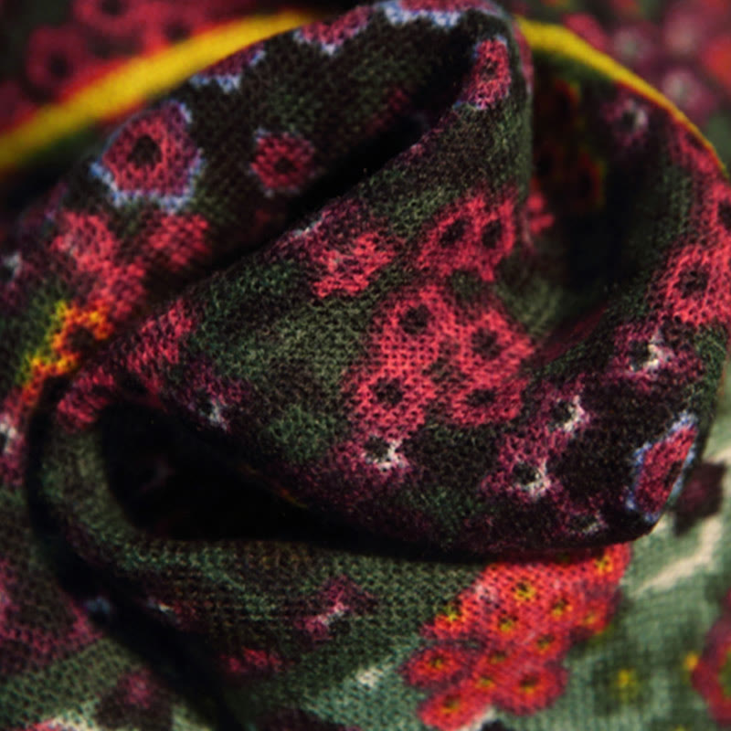 Buddha Stones Tibetan Vintage Palace Oil Painting Flowers Shawl Winter Cozy Travel Scarf Wrap - image 7