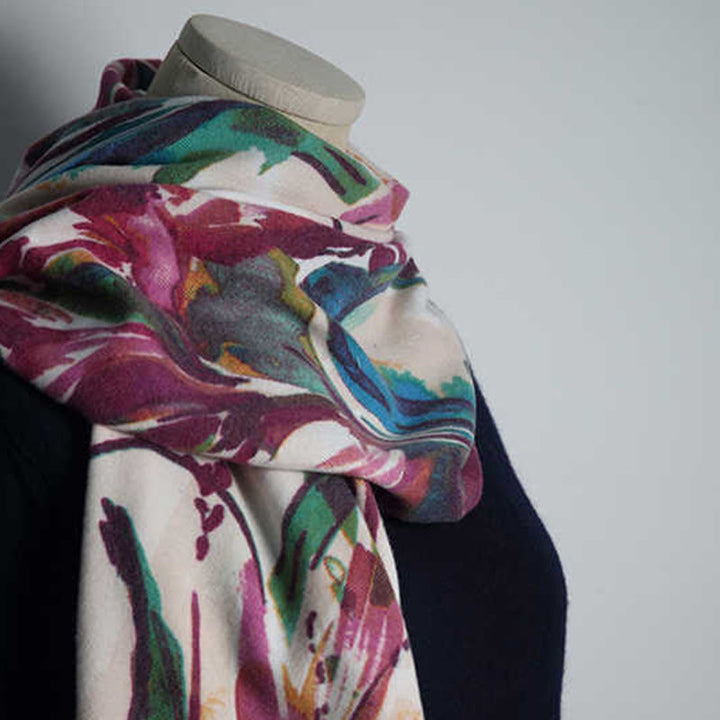 Buddha Stones Tibetan Sweet Colorful Flower Print Shawl Fall Winter Soft Scarf Wrap - image 5