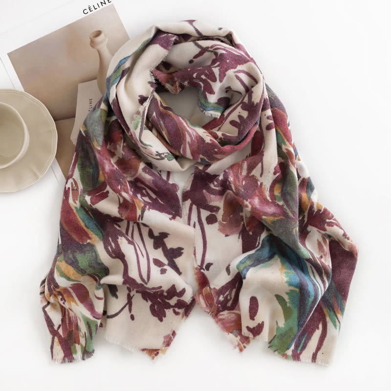 Buddha Stones Tibetan Sweet Colorful Flower Print Shawl Fall Winter Soft Scarf Wrap