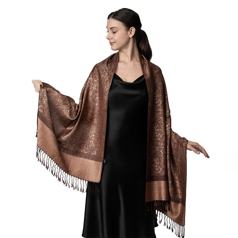 Buddha Stones Tibetan Cashew Jacquard Tassels Shawl Spring Fall Winter Warm Cozy Scarf Wrap