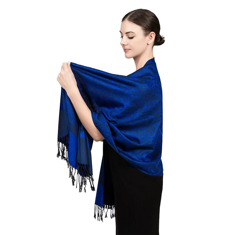 Buddha Stones Tibetan Cashew Jacquard Tassels Shawl Spring Fall Winter Warm Cozy Scarf Wrap