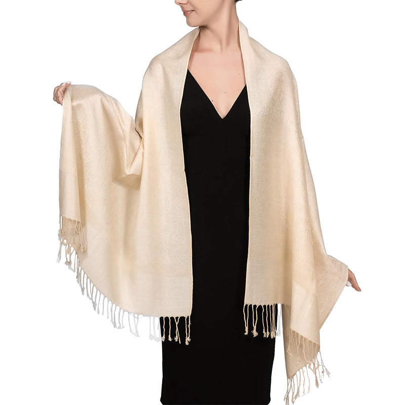 Buddha Stones Tibetan Cashew Jacquard Tassels Shawl Spring Fall Winter Warm Cozy Scarf Wrap - Moccasin 180*70cm - image 22