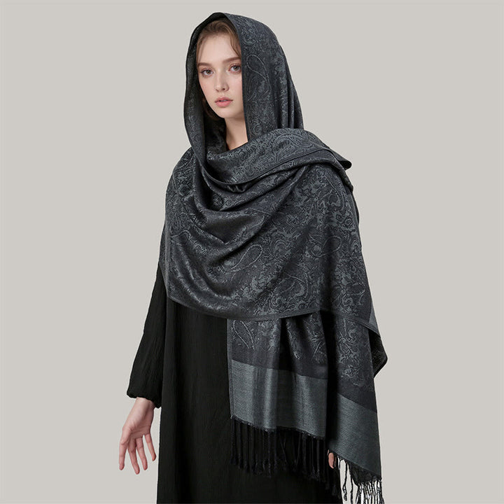 Buddha Stones Tibetan Cashew Jacquard Tassels Shawl Spring Fall Winter Warm Cozy Scarf Wrap