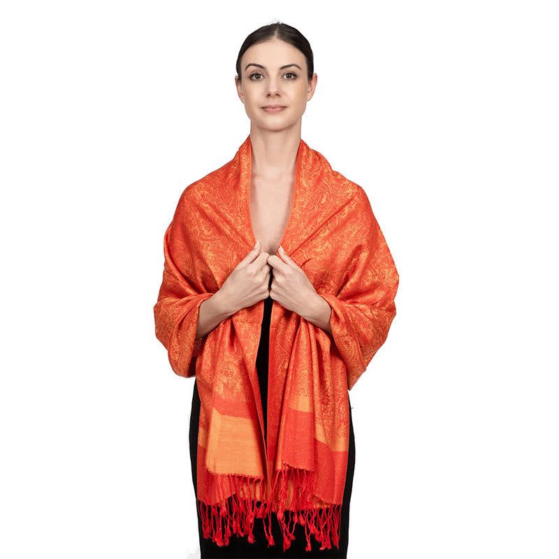 Buddha Stones Tibetan Cashew Jacquard Tassels Shawl Spring Fall Winter Warm Cozy Scarf Wrap