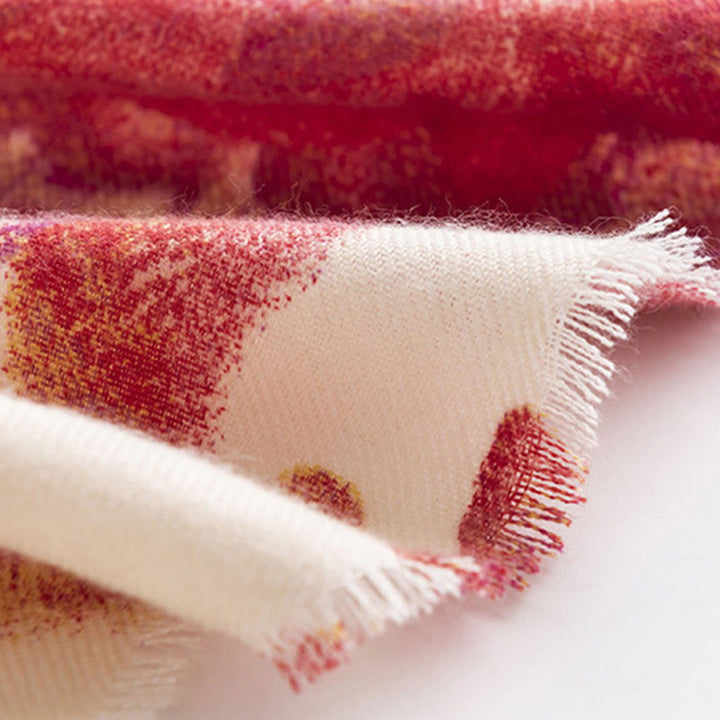 Buddha Stones Tibetan Red Flower Print Shawl Fall Winter Soft Warm Scarf Wrap - image 16