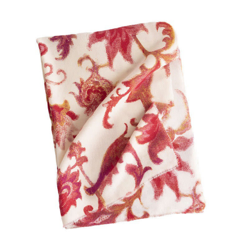 Buddha Stones Tibetan Red Flower Print Shawl Fall Winter Soft Warm Scarf Wrap - image 17