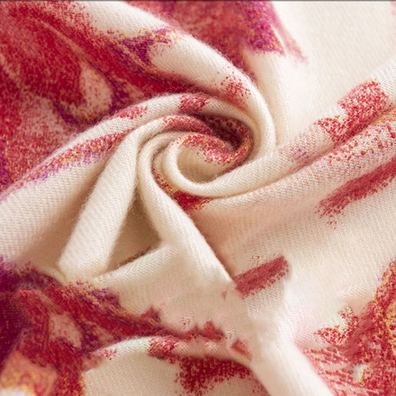 Buddha Stones Tibetan Red Flower Print Shawl Fall Winter Soft Warm Scarf Wrap - image 12