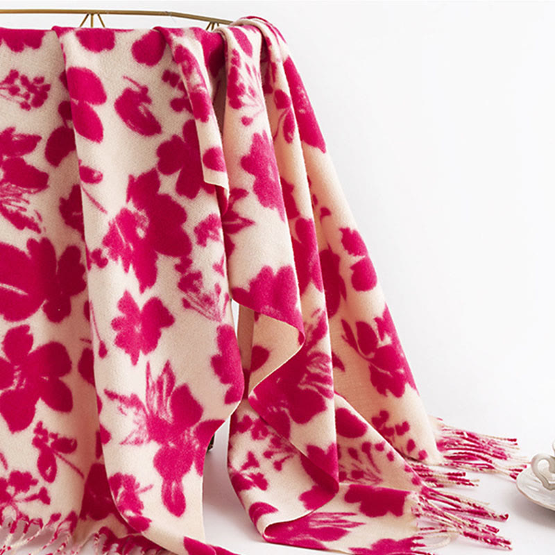 Buddha Stones Tibetan Rose Flower Branches Print Tassels Shawl Fall Winter Soft Warm Scarf Wrap - image 4